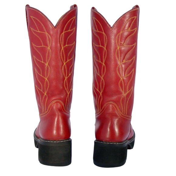 JOHN FLUEVOG F-Shoe Brick Red Leather Cowboy Boots Wom 10.5 - Made in MEXICO - Picture 5 of 11